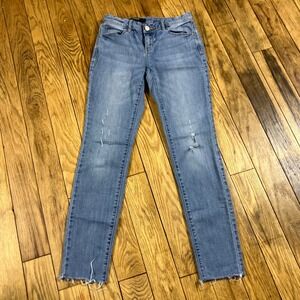 Simply Vera Vera‎ Wang Denim Jeans Women's Size 0 Distressed Frayed Hem Skinny